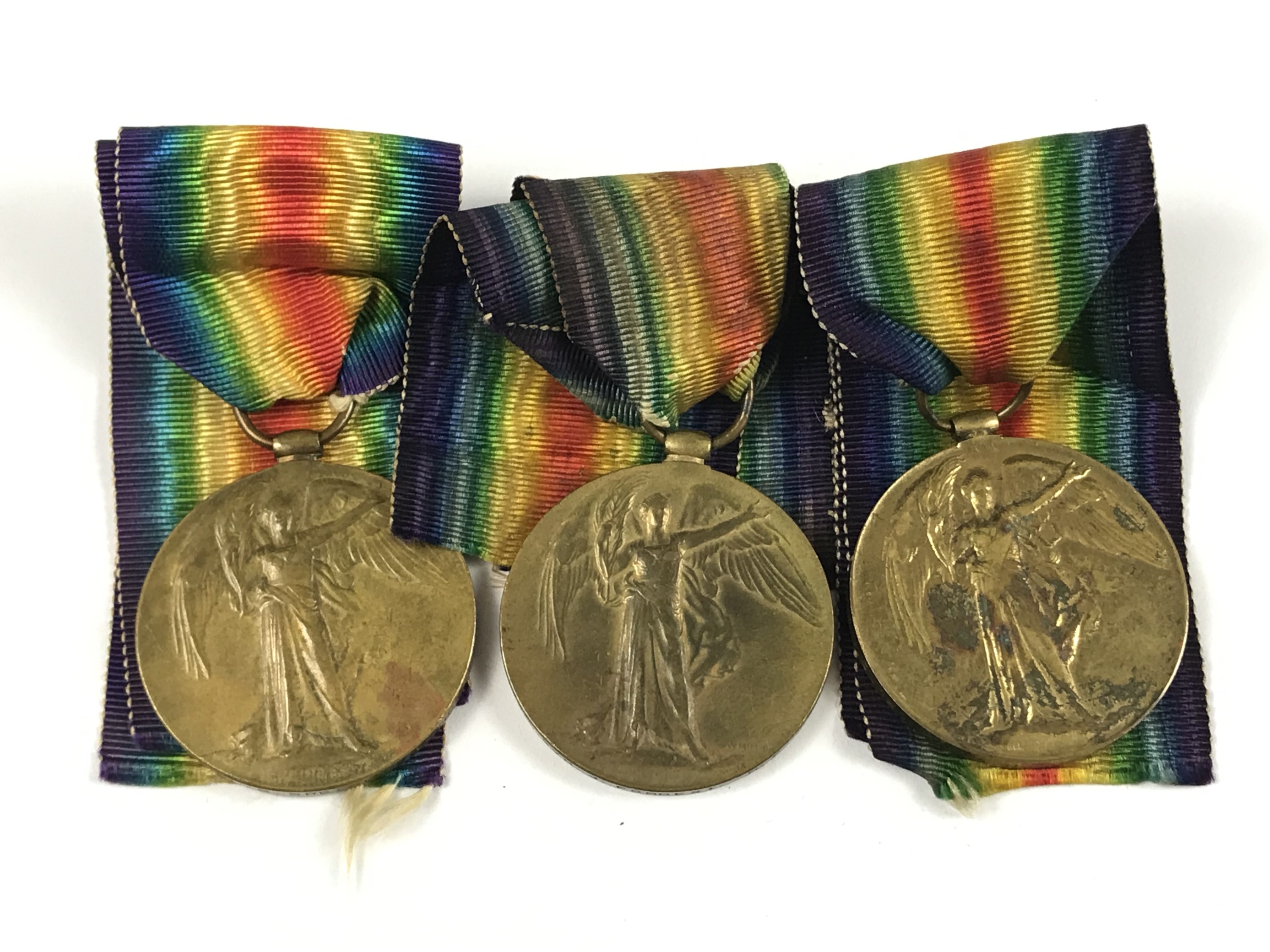 Three Victory Medals, respectively to 4602, Dvr J Forrest, RE, 58126 Pte A Dransfield, MGC and 32125