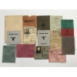 A quantity of German Third Reich NSDAP Kennkarten, a Reisepass, a driving license, party papers etc
