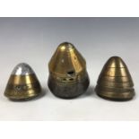 Three various inert Great War artillery fuses