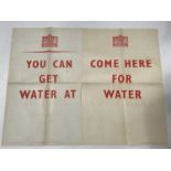Six Second World War HMSO / Ministry of Information public notices / posters pertaining to water