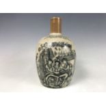 A late Victorian stoneware whisky flagon manufactured by Henry Kennedy of Glasgow, having a transfer
