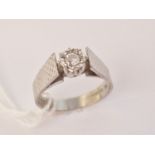 A vintage 18ct white gold diamond solitaire ring, the brilliant-cut diamond of approximately .10ct