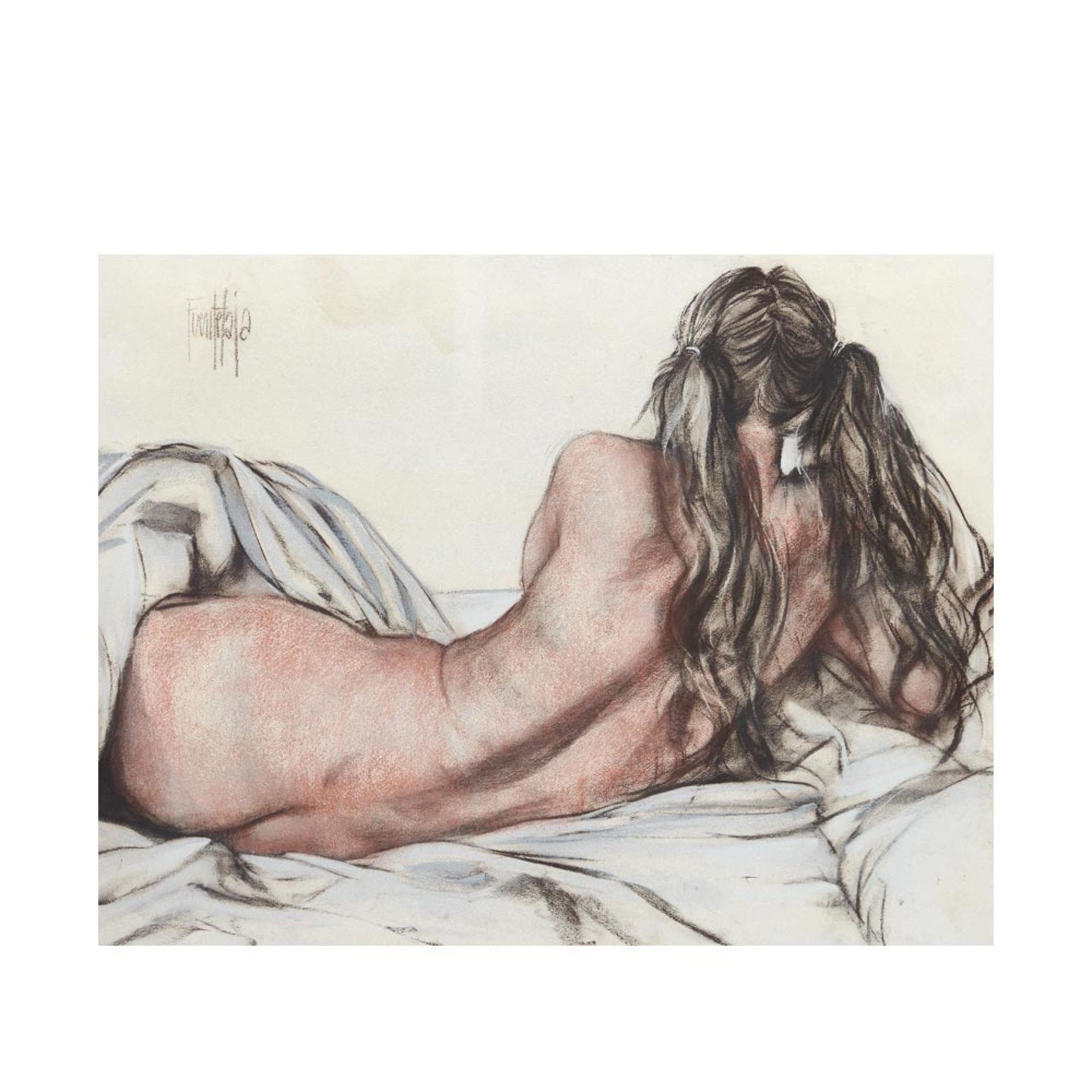 Female nude. Pastel on paper