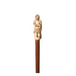 Carved ivory and wood knight design walking stick, c.1940