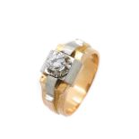 Gold, white gold and diamond ring