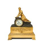 Patinated and gilt bronze table clock, late 19th century