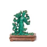 Chinese carved malachite geisha figure