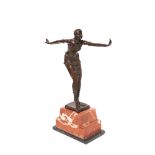 French patinated bronze Phoenician dancer sculpture