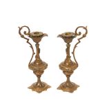 Bronze pair of candlesticks, early 20th century