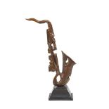 Spanish bronze saxophone sculpture