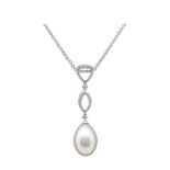 White gold, diamonds and pearl pendant