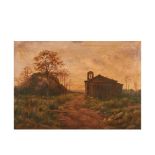 Espanish landscape, early 20th century. Landscape with chapel. Oil on canvas