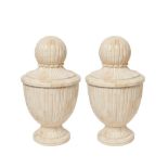Wood and bone pair of urns