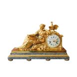 French gilt bronze and marble Louis XVI style table clock, 19th century