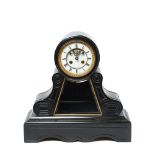 Black marble and glass table clock, late 19th century