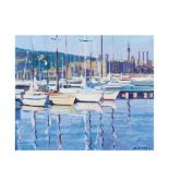 Port of Barcelona. Oil on canvas