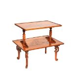 French Art Nouveau oak wood with marquetry side table