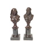 European bronze pair of busts