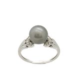 White gold, Tahiti pearl and diamonds ring