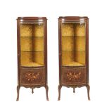 Walnut wood and bronze mounted Louis XV style pair of cabinets