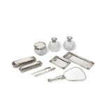 Silver and cut glass dressing table set