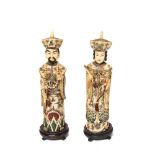 Carved and polychrome bone pair of emperors