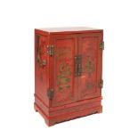 Oriental painted wood travel closet