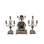 French Napoleon III bronze and marble table clock, late 19th century