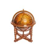 Painted wood and paper world globe design bar cabinet