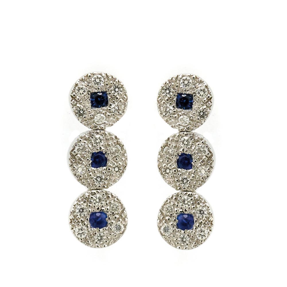 White gold, blue sapphire and diamonds earrings