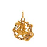 Gold and diamonds dragon pendant