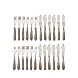 Cutlery set with silver handles, early 20th century