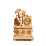 French alabaster table clock, 19th century