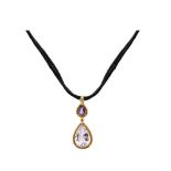 Gold, amethyst and diamond pendant