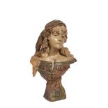 French Art Nouveau patinated stucco bust, early 20th century