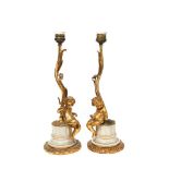 Bronze and marble Louis XVI style pair of table lamps