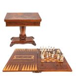Walnut wood Regency style game table, late 19th century