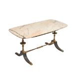 Marble, wood and bronze centre table