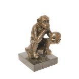 French bronze Monkey Darwin sculpture