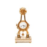 French gilt bronze and marble Empire style table clock, 19th century