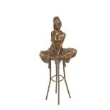 French bronze girl on chair sculpture