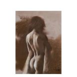 Female nude. Pastel on paper