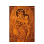 Spanish Modernist walnut wood Virgin panel, early 20th century