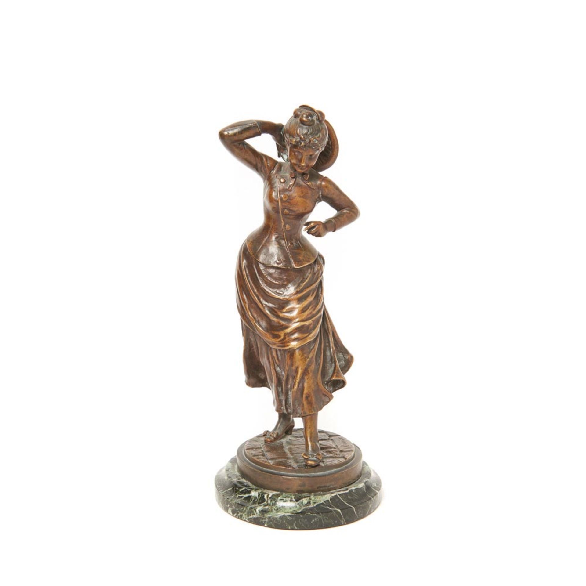 French bronze lady sculpture, early 20th century