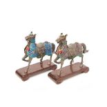 Chinese enamelled metal pair of horses