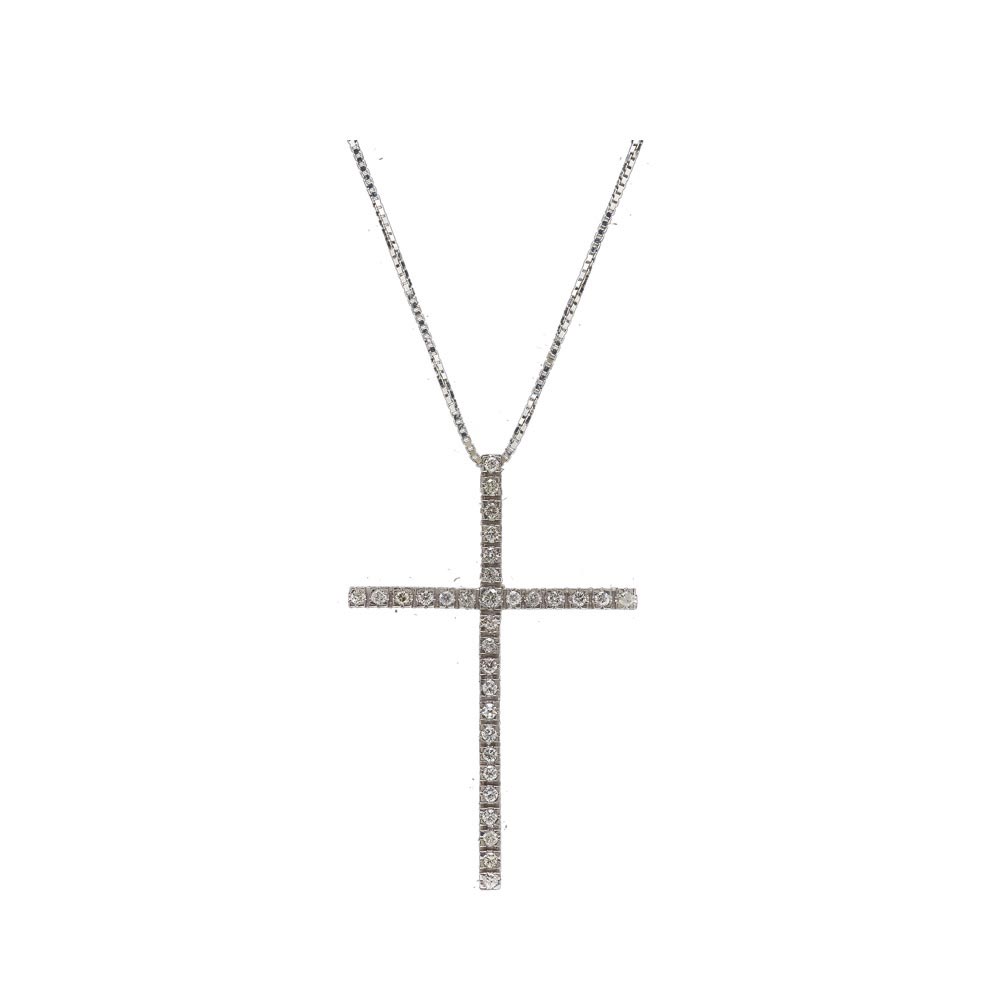 White gold and diamonds cross pendant