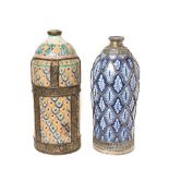 Moroccan glazed ceramic pair of bottles