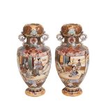 Japanese Satsuma ceramic pair of vases, c.1930