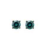 White gold and blu Fancy diamond earrings