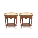 Walnut wood Louis XV style pair of side tables